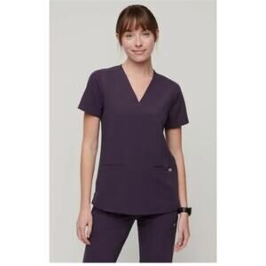 FIGS Casma Three Pocket Dark Purple Top NWT XXS